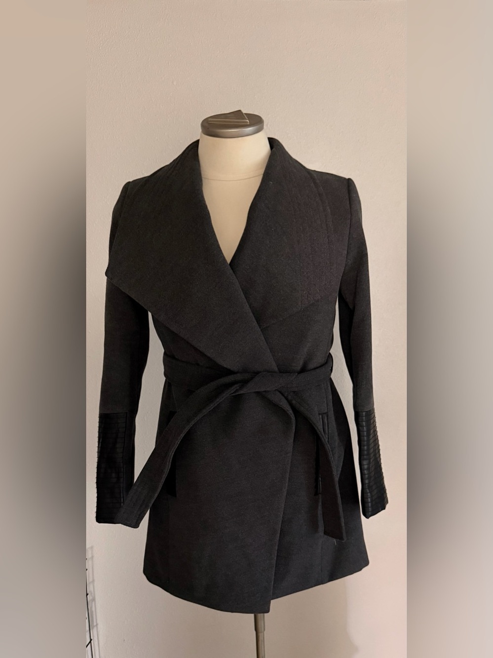 Vero Moda Dark Gray Wrap Belted Trench Coat Size Medium